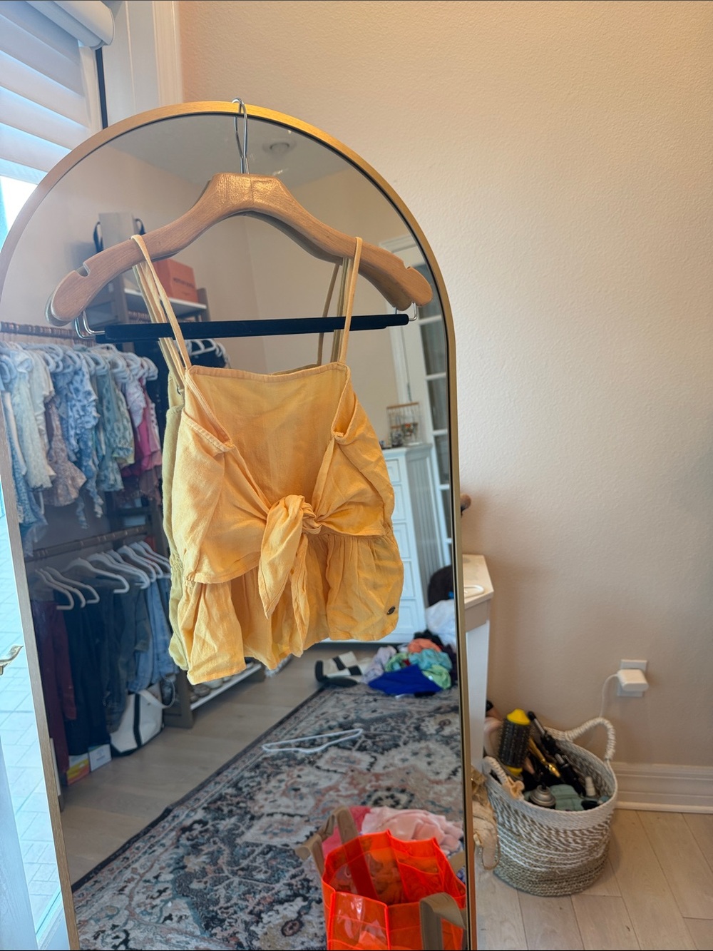 Roxy Yellow Tie-Front Tank Top